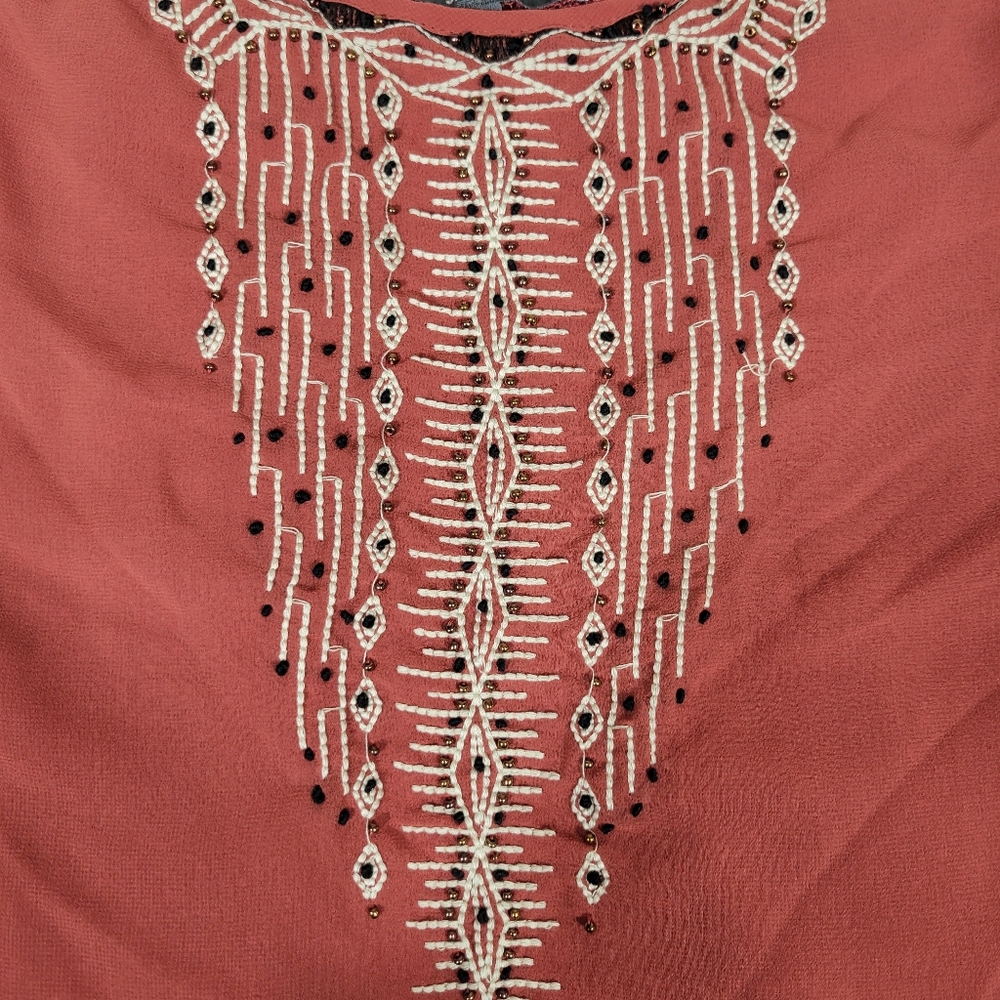 Miss Me Strappy Embroidered Aztec Print Open Back Tank Top Size Large Festival - Picture 6 of 10